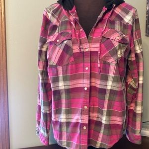 Hooded flannel shirt